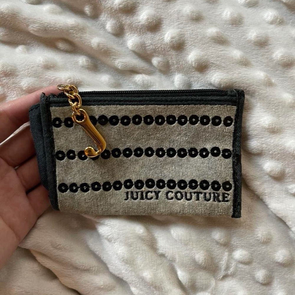 Juicy Couture Black and Gray Wallet with Gold Accent